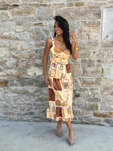 Robe longue à motifs Verone - orange