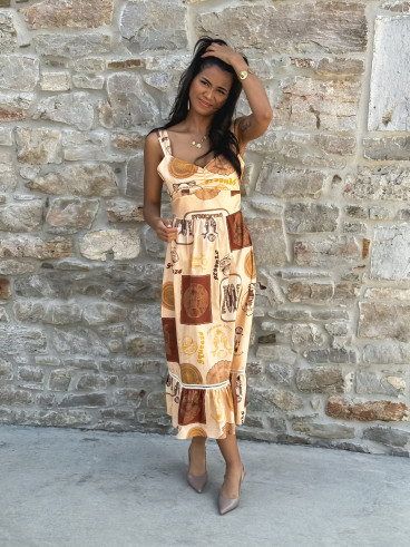 Robe longue à motifs Verone - orange