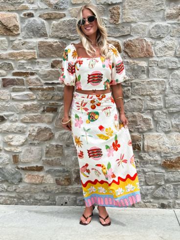 Crop top à motifs Tissia - Multicolore