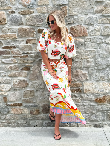 Crop top à motifs Tissia - Multicolore