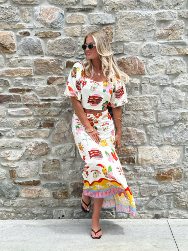 Crop top à motifs Tissia - Multicolore
