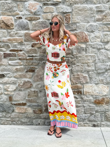 Crop top à motifs Tissia - Multicolore
