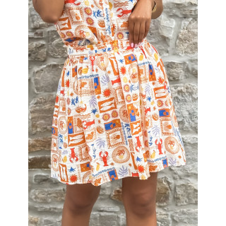 Jupe courte à motifs Summer - Orange