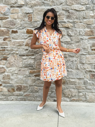Jupe courte à motifs Summer - Orange