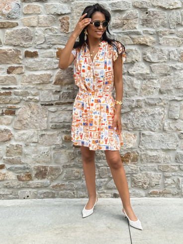 Jupe courte à motifs Summer - Orange