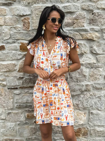 Jupe courte à motifs Summer - Orange