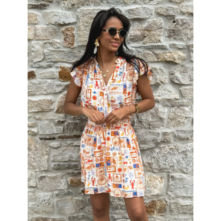 Jupe courte à motifs Summer - Orange