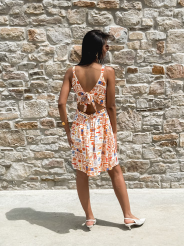 Robe courte à motifs Summer - Orange