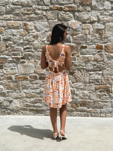 Robe courte à motifs Summer - Orange