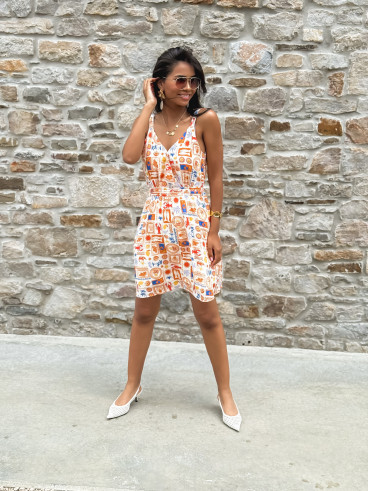 Robe courte à motifs Summer - Orange