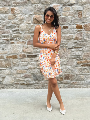 Robe courte à motifs Summer - Orange