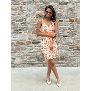 Robe courte à motifs Summer - Orange