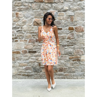 Robe courte à motifs Summer - Orange