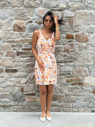 Robe courte à motifs Summer - Orange