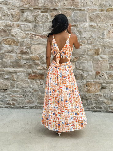 Robe longue à motifs Summer - Orange