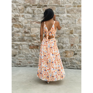 Robe longue à motifs Summer - Orange