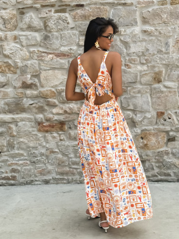 Robe longue à motifs Summer - Orange
