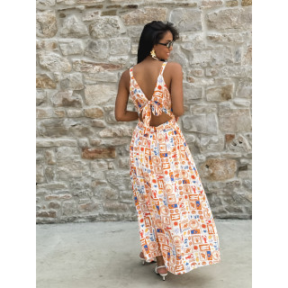 Robe longue à motifs Summer - Orange