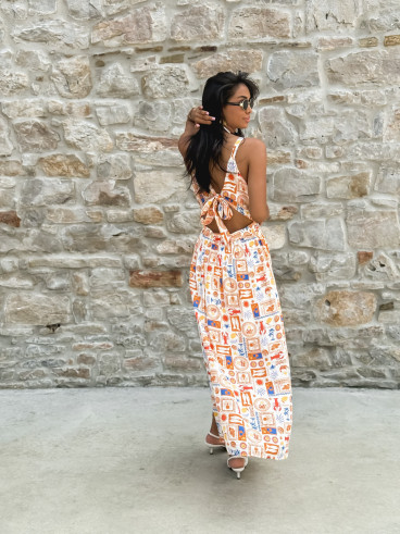 Robe longue à motifs Summer - Orange