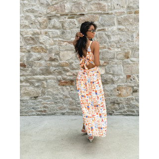 Robe longue à motifs Summer - Orange