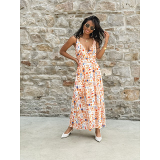 Robe longue à motifs Summer - Orange