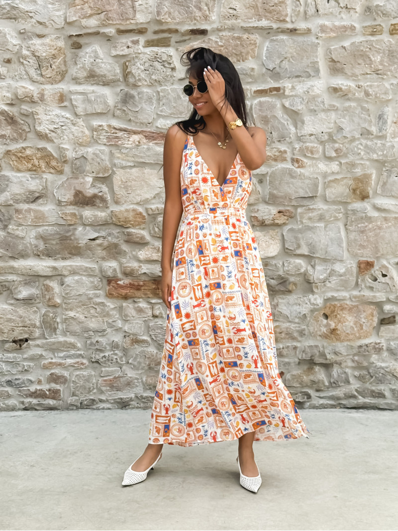 Robe longue à motifs Summer - Orange