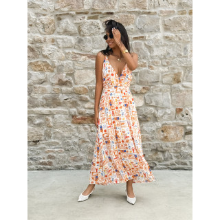 Robe longue à motifs Summer - Orange