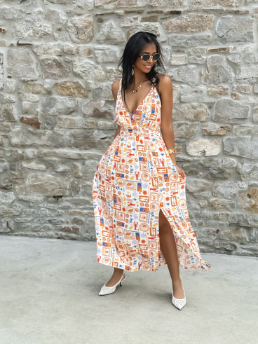 Robe longue à motifs Summer - Orange