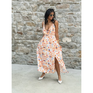 Robe longue à motifs Summer - Orange