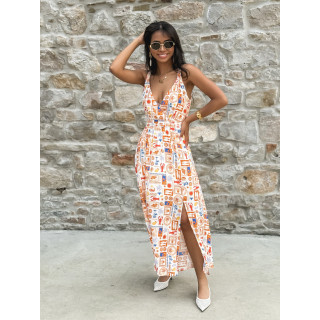 Robe longue à motifs Summer - Orange