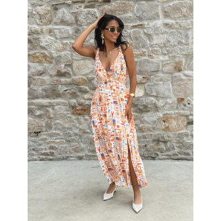 Robe longue à motifs Summer - Orange