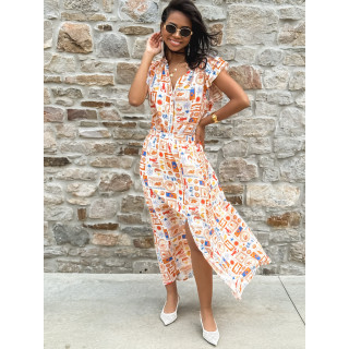 Jupe longue à motifs Summer - Orange