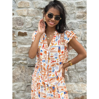 Jupe longue à motifs Summer - Orange