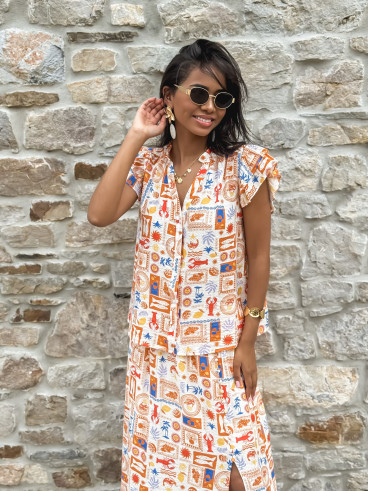 Jupe longue à motifs Summer - Orange