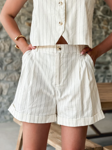 Gilet ligné Félipa - Ecru