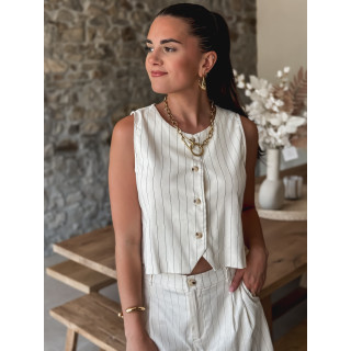 Gilet ligné Félipa - Ecru
