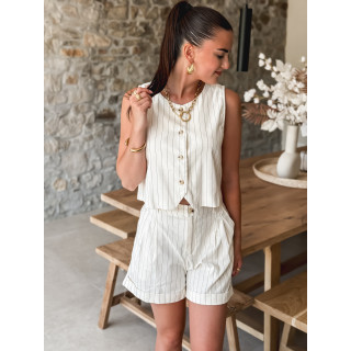 Gilet ligné Félipa - Ecru