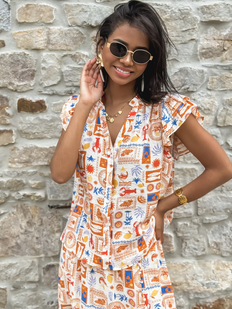 Chemise à motifs Summer - Orange