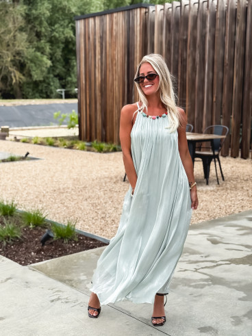 Robe longue Lanaé - Vert d'eau