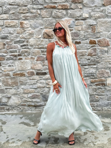 Robe longue Lanaé - Vert d'eau