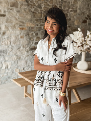 Ensemble à motifs Madère - Blanc/Noir