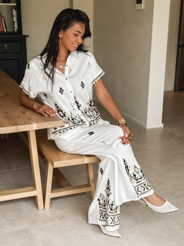 Ensemble à motifs Madère - Blanc/Noir