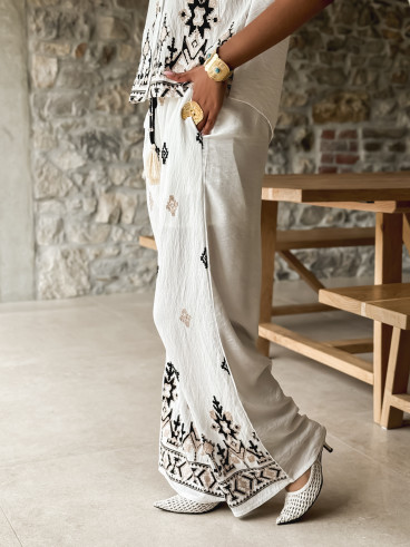 Ensemble à motifs Madère - Blanc/Noir