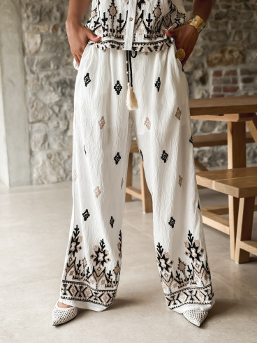 Ensemble à motifs Madère - Blanc/Noir