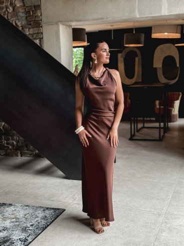 Robe longue Leyna - Chocolat
