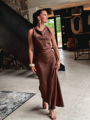 Robe longue Leyna - Chocolat