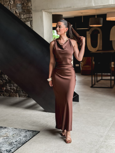 Robe longue Leyna - Chocolat