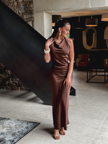 Robe longue Leyna - Chocolat