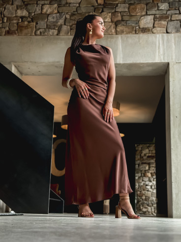 Robe longue Leyna - Chocolat