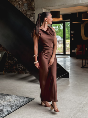 Robe longue Leyna - Chocolat